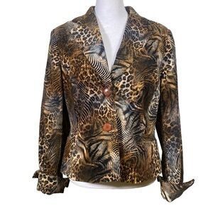 Trousers Etc. women's size 8 Multi animal print fine corduroy Mob Wife blazer